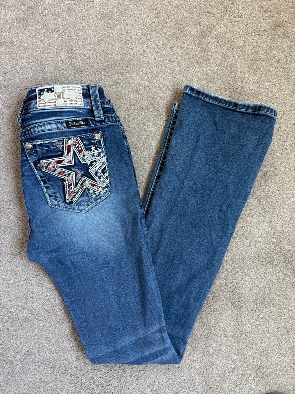 Miss Me Spangled Bootcut Jeans Mid Rise Denim Women’s 27
